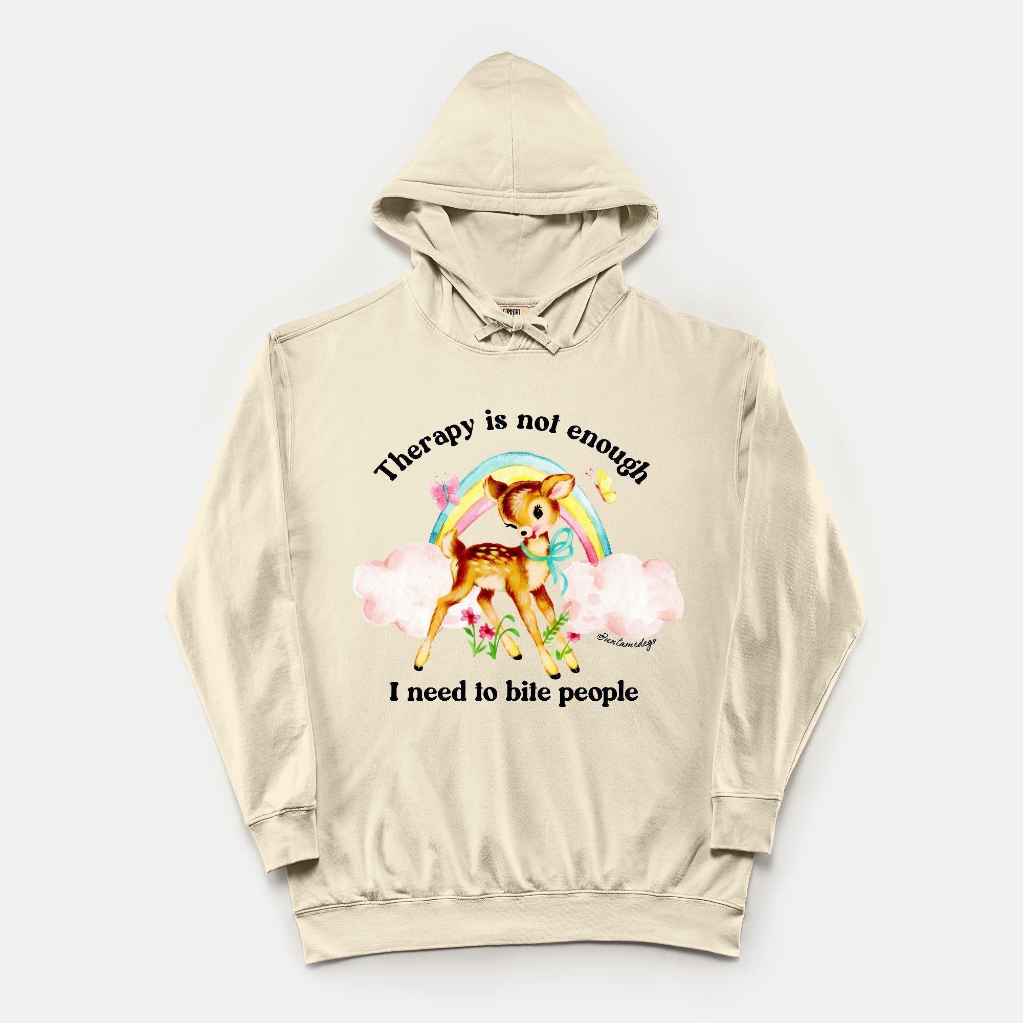 Therapy Is Not Enough I Need To Bite People Vintage HoodieComfort Color Lightweight Hooded Sweatshirt 1467