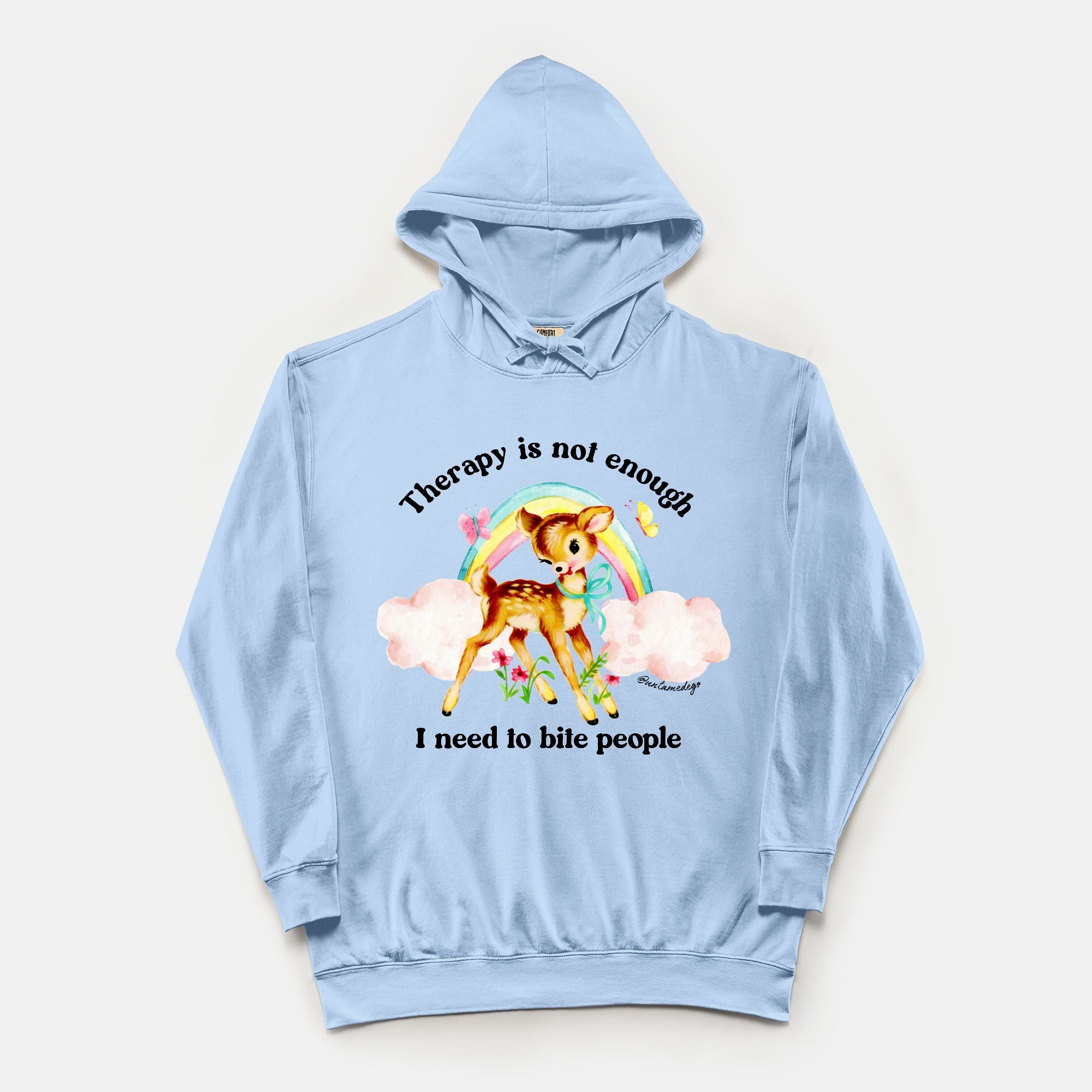 Therapy Is Not Enough I Need To Bite People Vintage HoodieComfort Color Lightweight Hooded Sweatshirt 1467