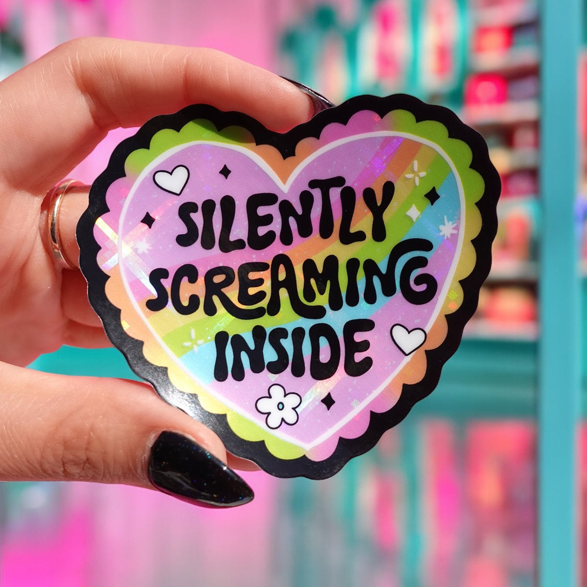 Silently Screaming Inside Holographic Sticker – UntamedEgo LLC.