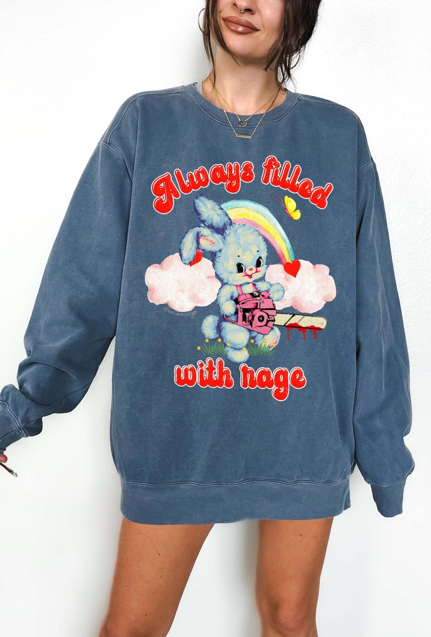 Always Filled With Rage Bunny Crew Sweatshirt - UntamedEgo LLC.