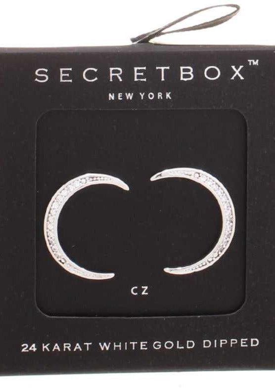 Diamond Crescent Moon Gold Dipped Stud Earrings - UntamedEgo LLC.
