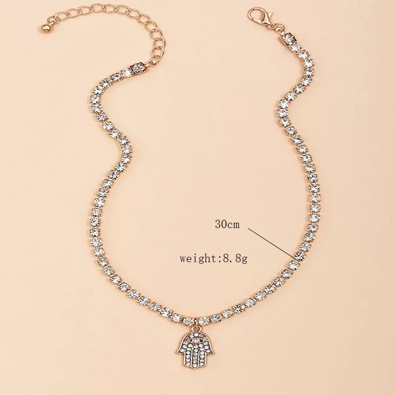 Crystal on sale hamsa necklace