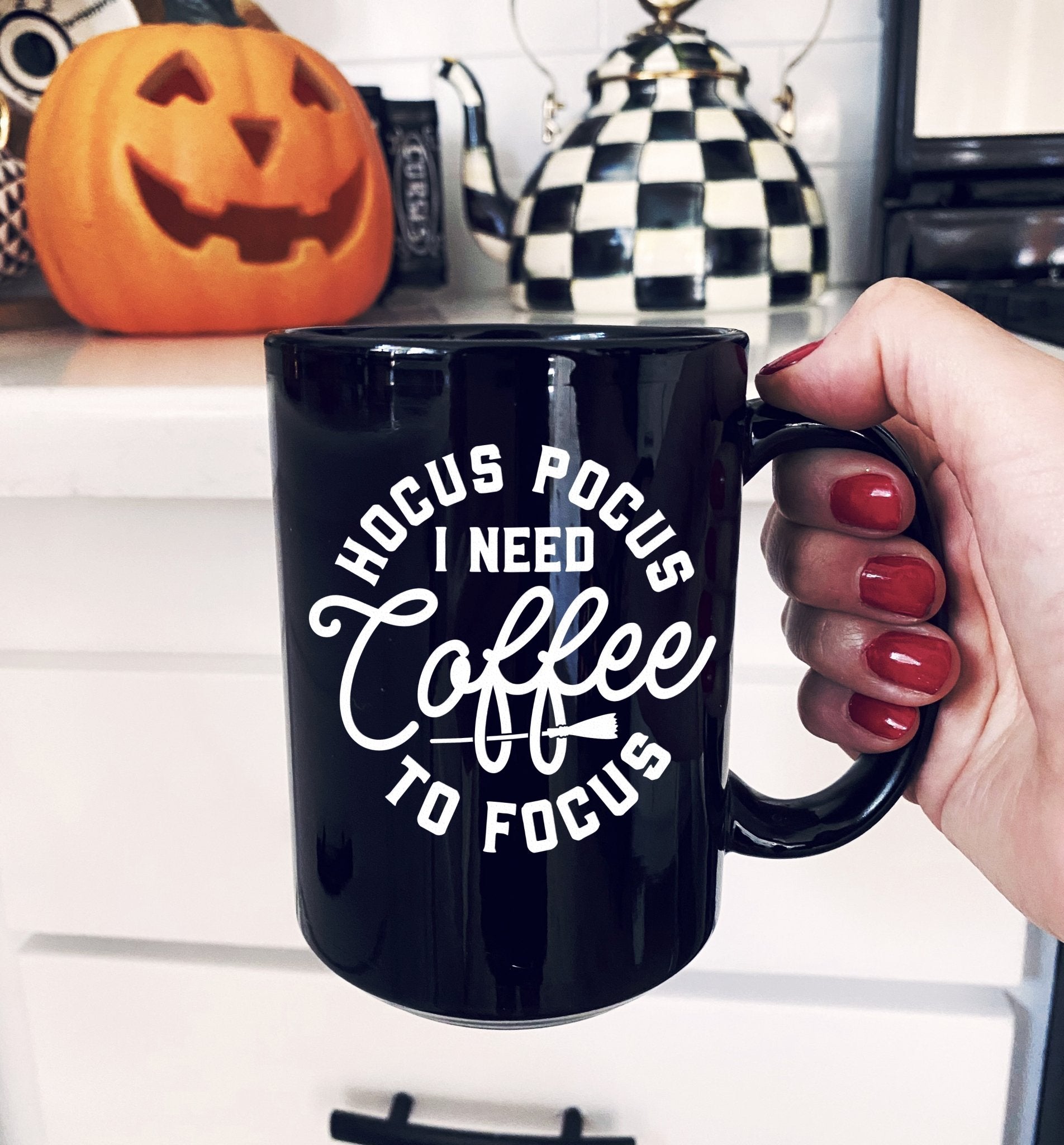 Hocus Pocus I Need Coffee To Focus Halloween Mug - UntamedEgo LLC.