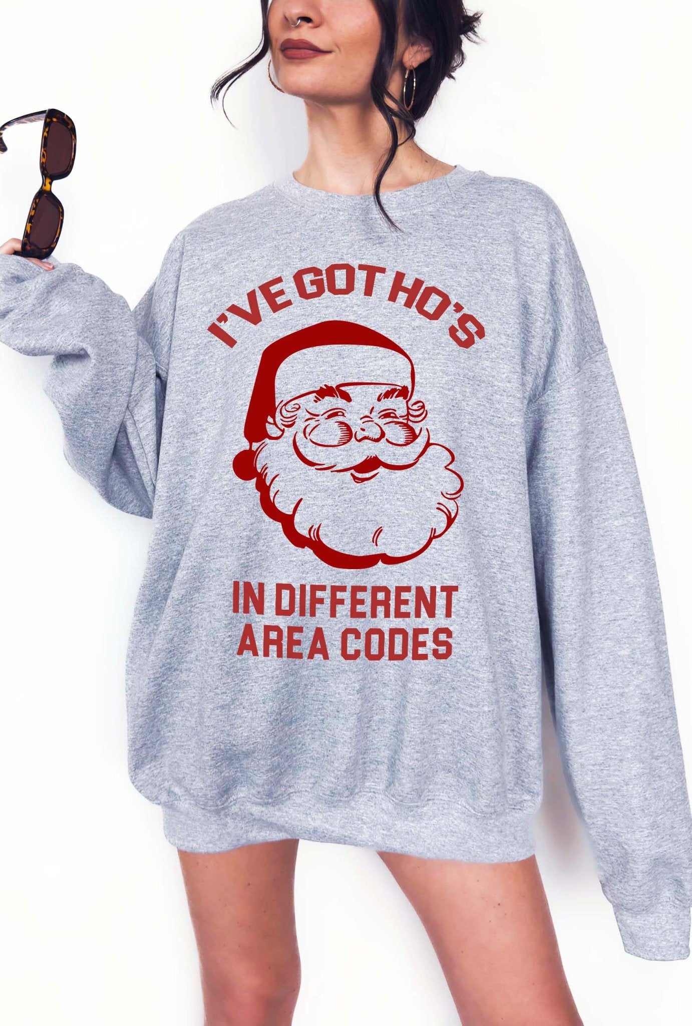 I ve Got Ho s In Different Area Codes Santa Christmas Crew Sweater