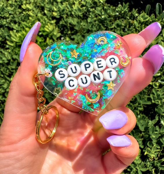 Cunt Slut Glitter Moon Keychain